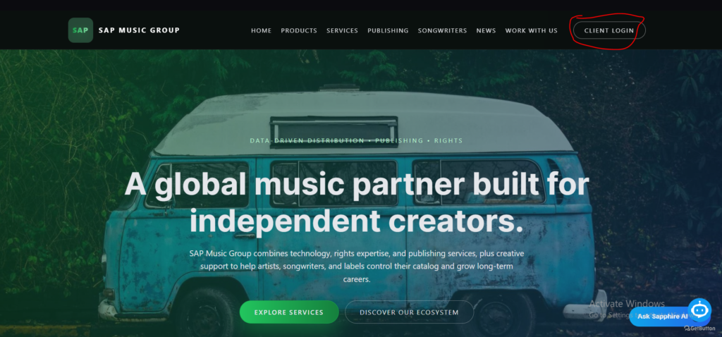 Click on Client portal to login or sign up
